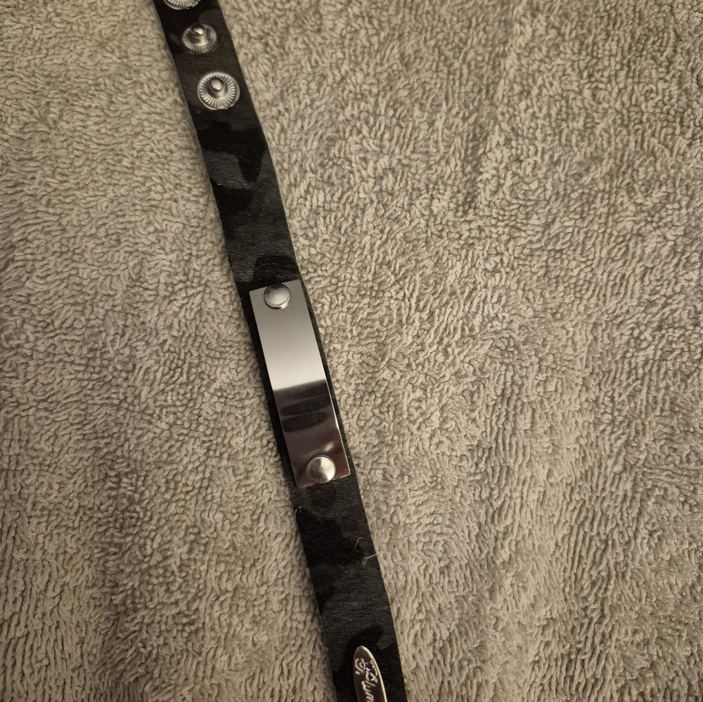 Camouflage Leather Bracelet with Silver Accents